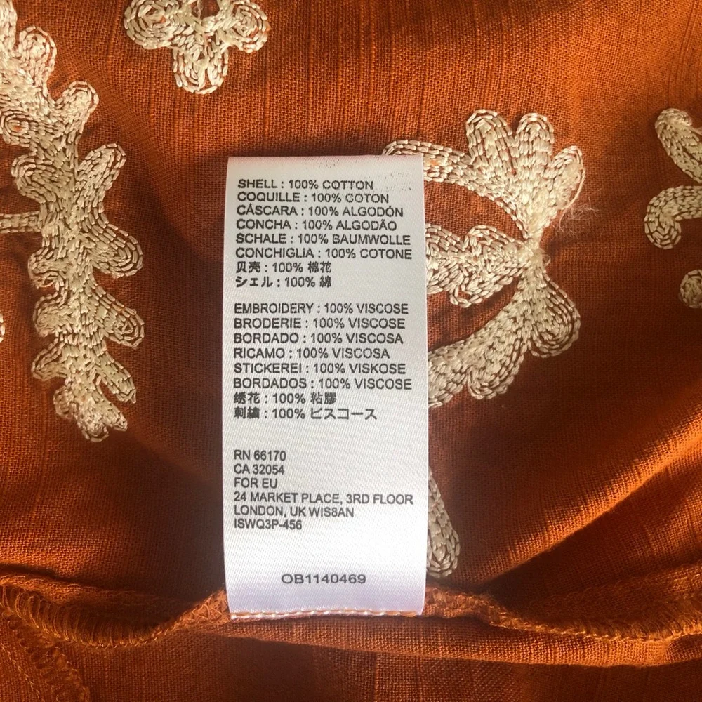✨HP✨FREE PEOPLE Embroidered Fiona Midi Dress Deep Ochre XS